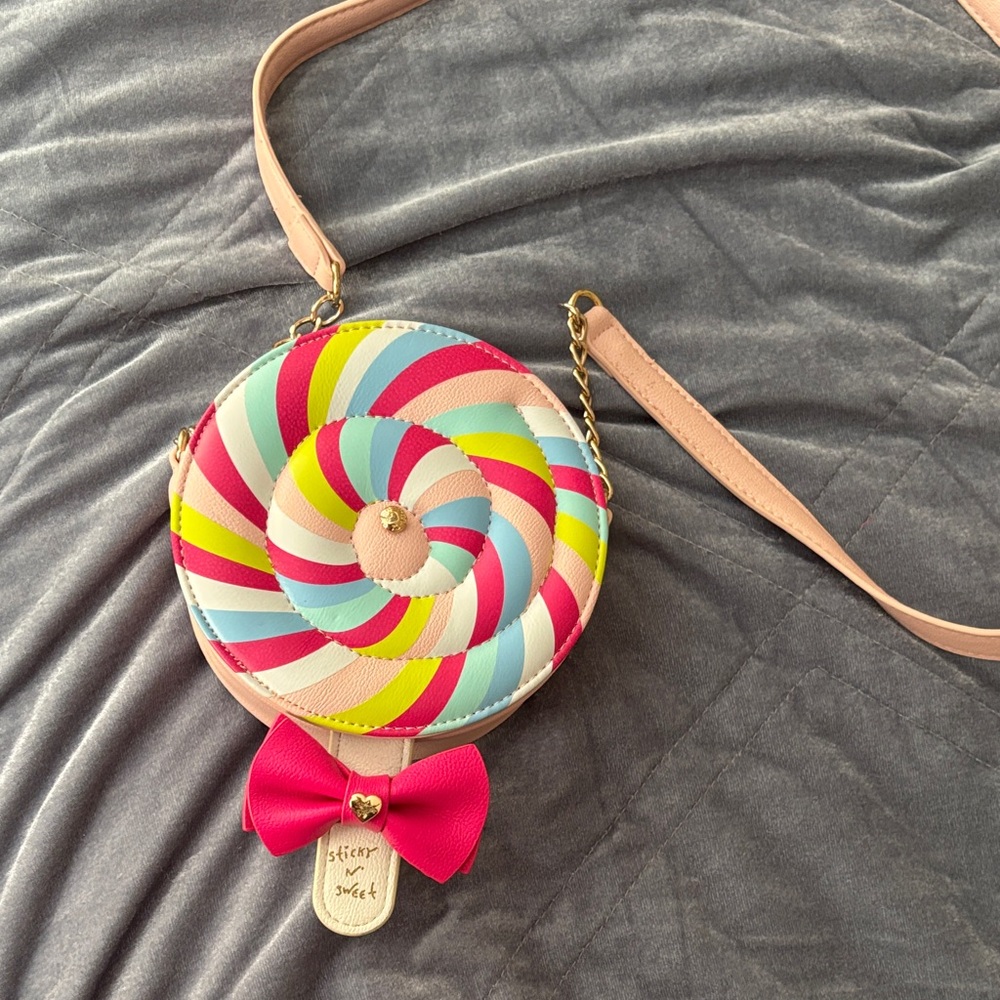 Betsey Johnson candy Swirl Lollipop Crossbody Bag - Multicolor Pink Bow